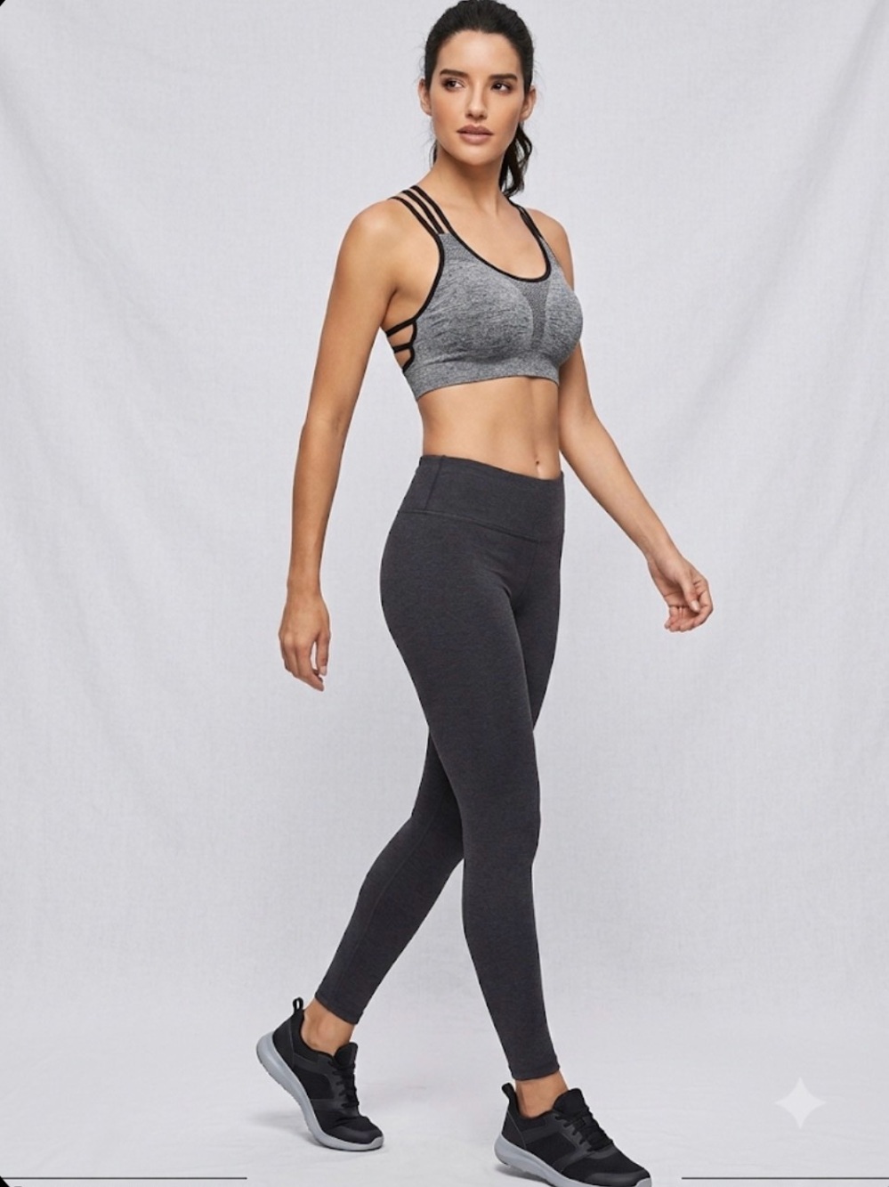 Gray Seamless Strappy Sports Bra